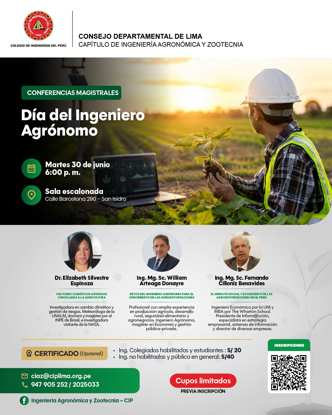 Celebrarán el día del Ingeniero Agrónomo con conferencias magistrales sobre cambio climático y agroexportaciones