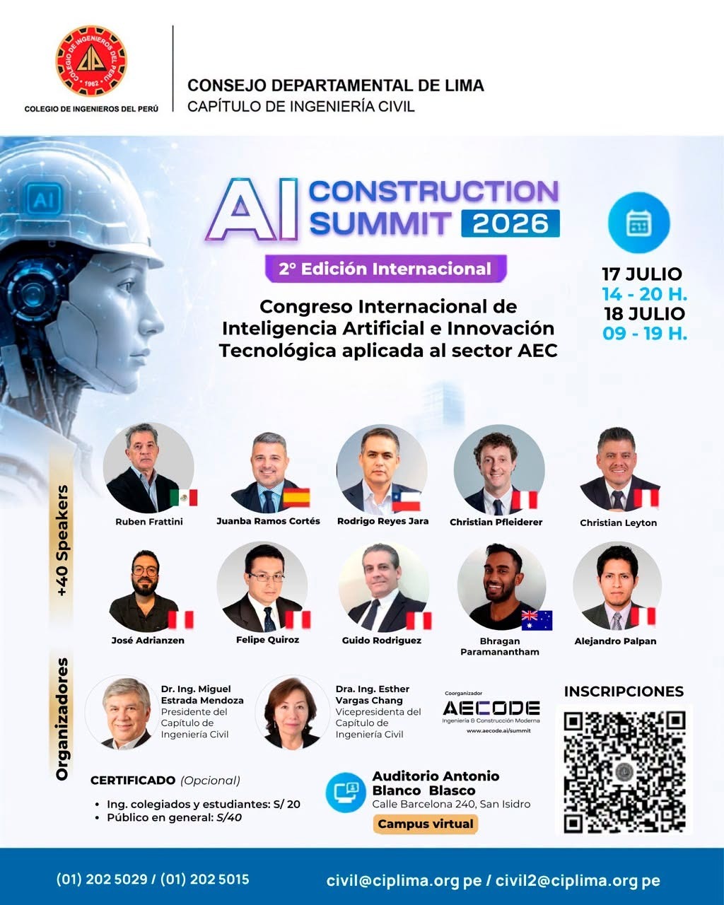 CIP Lima reunirá a expertos de 11 países para analizar el impacto de la inteligencia artificial en la construcción
